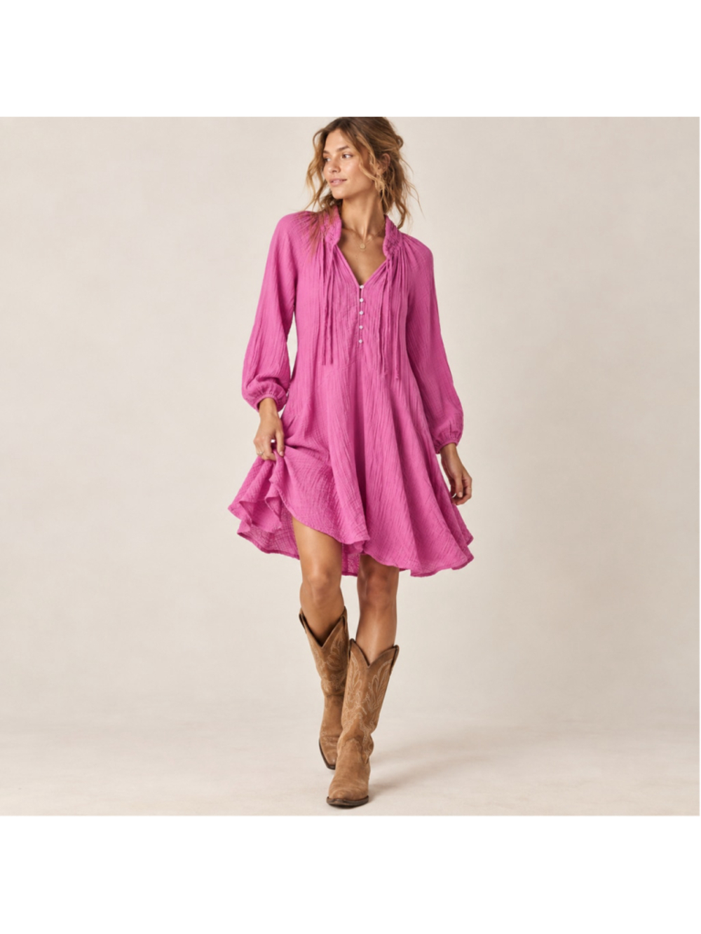 Xirena Lola Swing Pockets High Low Hem Rosebud Waffle Cotton Dress XS USA